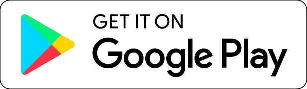 Google Play-badge met links het Google Play-logo en de tekst 'Get it on Google Play' op een witte achtergrond met zwarte rand.